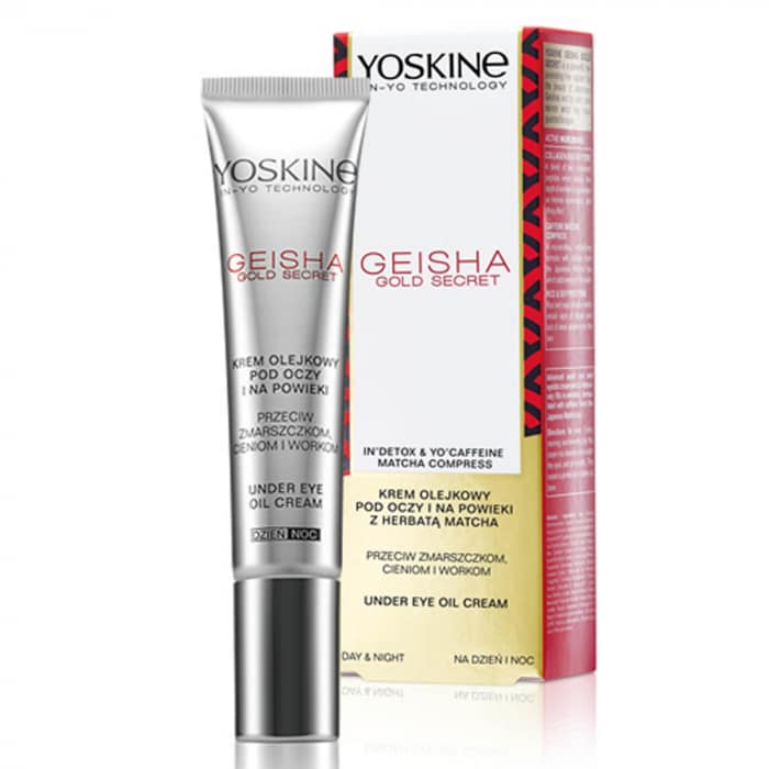 Crema antirid si anticearcan pentru ochi de zi si noapte Geisha Gold Secret, 15ml, Yoskine 1 Crema antirid si anticearcan pentru ochi de zi si noapte Geisha Gold Secret