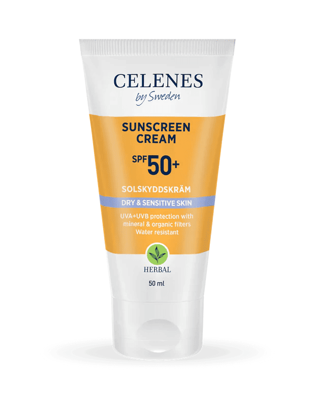 Crema pentru protectie solara ten uscat-sensibil Herbal cu SPF50, 50ml, Celenes 1 Crema pentru protectie solara ten uscat-sensibil Herbal cu SPF50