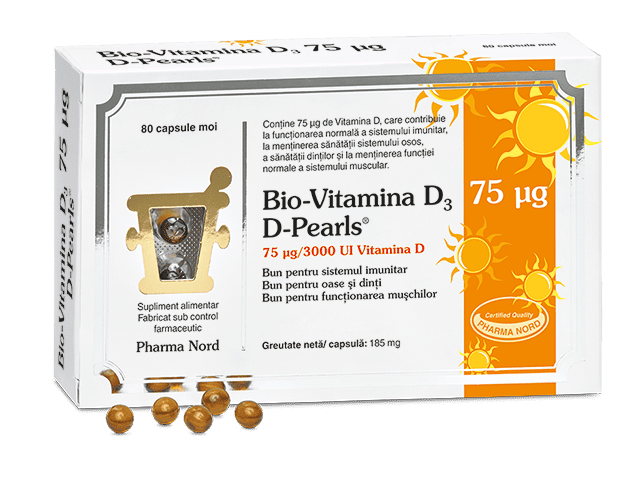 D-Pearls Bio-Vitamina D3, 80 capsule, Pharma Nord 1 D-Pearls Bio-Vitamina D3