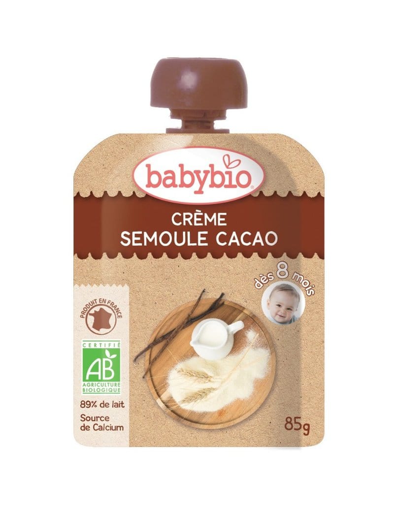 Desert crema din gris si cacao Bio, 85g, BabyBio 1 Desert crema din gris si cacao Bio
