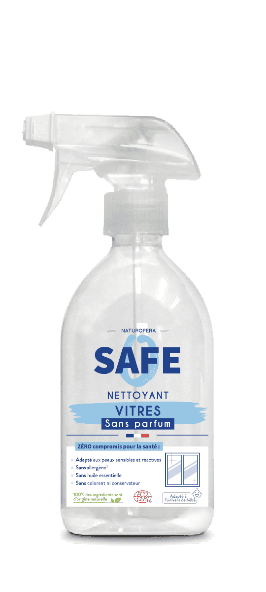 Detergent bio pentru geamuri cu pulverizator fara parfum si fara alergeni, 500ml, Safe 1 Detergent bio pentru geamuri cu pulverizator fara parfum si fara alergeni