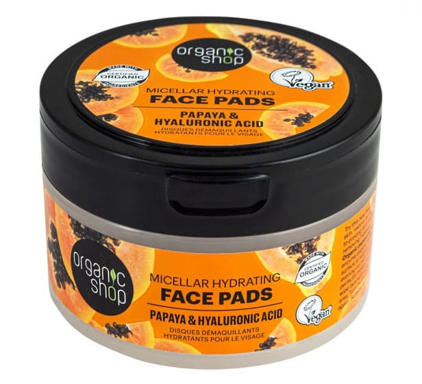 Discuri micelare demachiante cu extract de papaya si acid hialuronic, 20 bucati, Organic Shop 1 Discuri micelare demachiante cu extract de papaya si acid hialuronic