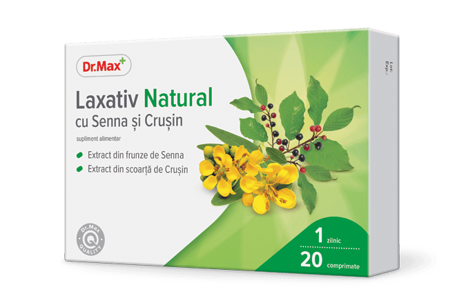 Dr. Max Laxativ natural cu senna si crusin, 20 comprimate filmate 1 Dr. Max Laxativ natural cu senna si crusin