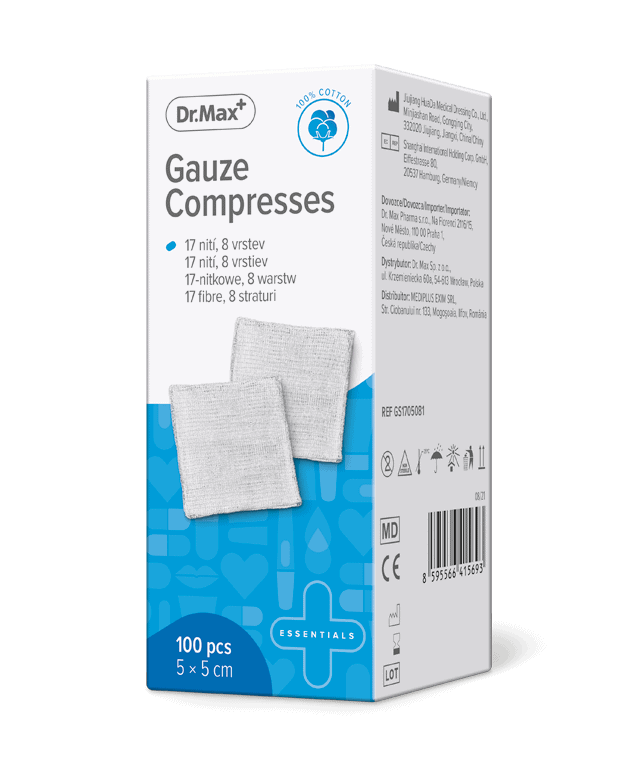 Dr.Max Comprese non-sterile 5x5cm, 100 bucati 1 Dr.Max Comprese non-sterile 5x5cm