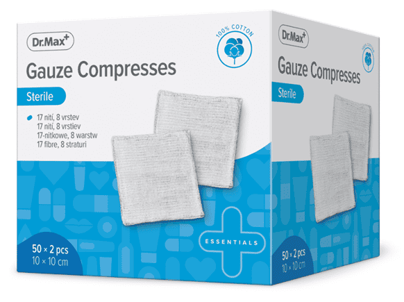 Dr.Max Comprese sterile 10cm x 10cm, 2 bucati 1 Dr.Max Comprese sterile 10cm x 10cm