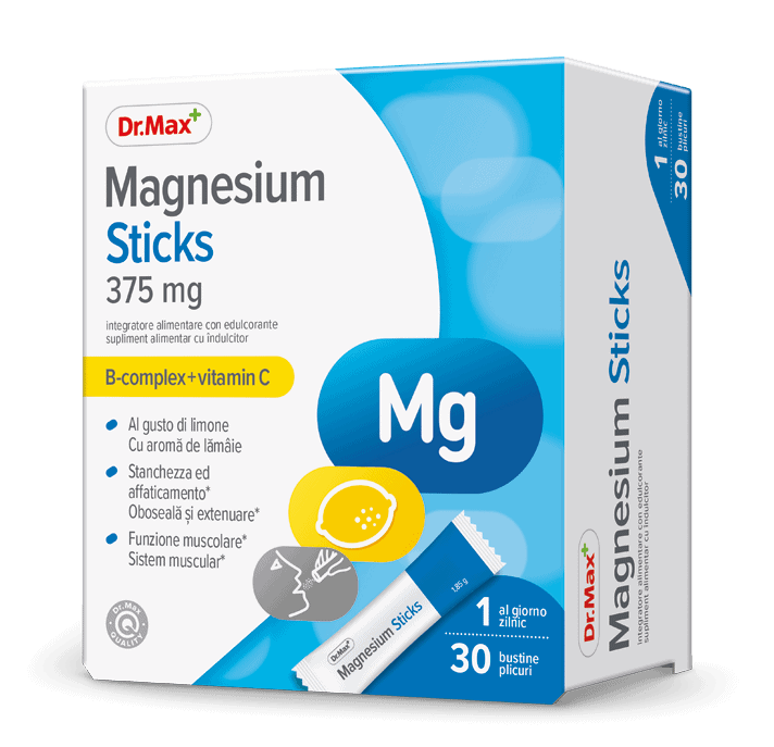 Dr.Max Magnesium Sticks 375mg, 30 plicuri orodispersabile 1 Dr.Max Magnesium Sticks 375mg