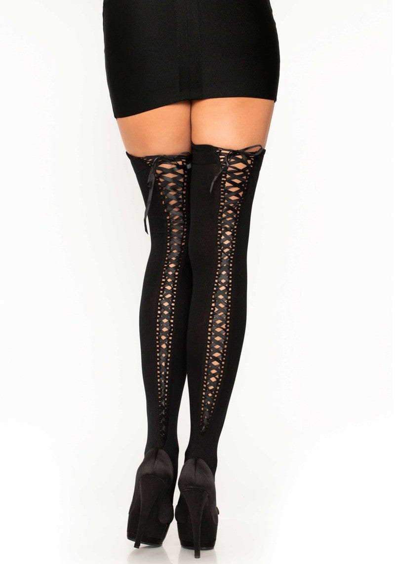 Dresuri cu sireturi, Leg Avenue, model 6289, negru, marime universala 1 Dresuri cu sireturi