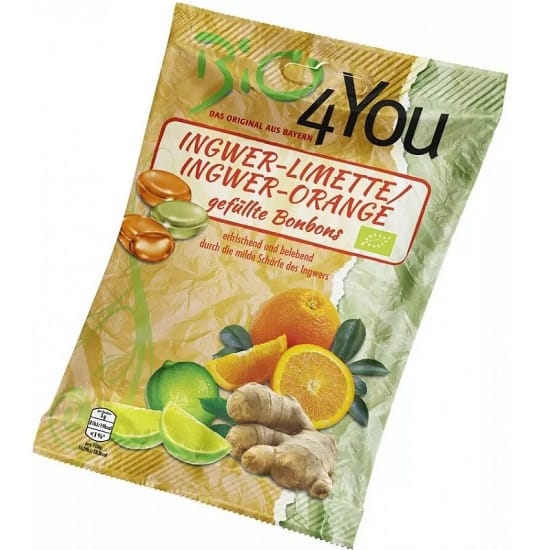 Dropsuri cu lime, ghimbir si portocala, 75g, Bio 4 You – ofertă, preț și specificații