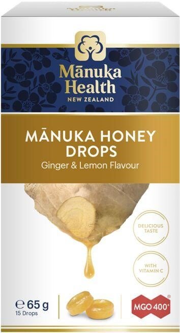 Dropsuri cu miere de Manuka MGO 400 si ghimbir cu lamaie, 65g, Manuka Health 1 Dropsuri cu miere de Manuka MGO 400 si ghimbir cu lamaie