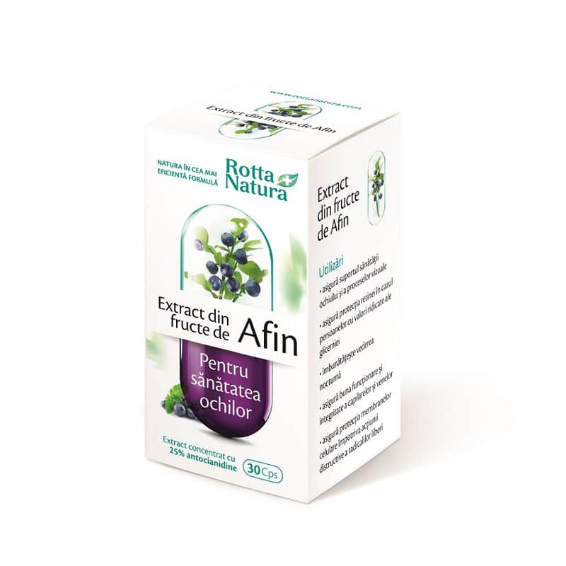 Extract din fructe de Afin, 30 capsule, Rotta Natura 1 Extract din fructe de Afin, 30 capsule, Rotta Natura – ofertă, preț și specificații