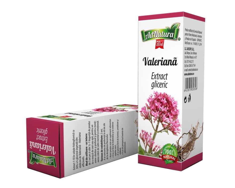 Extract gliceric de radacina de valeriana, 50ml, AdNatura 1 Extract gliceric de radacina de valeriana
