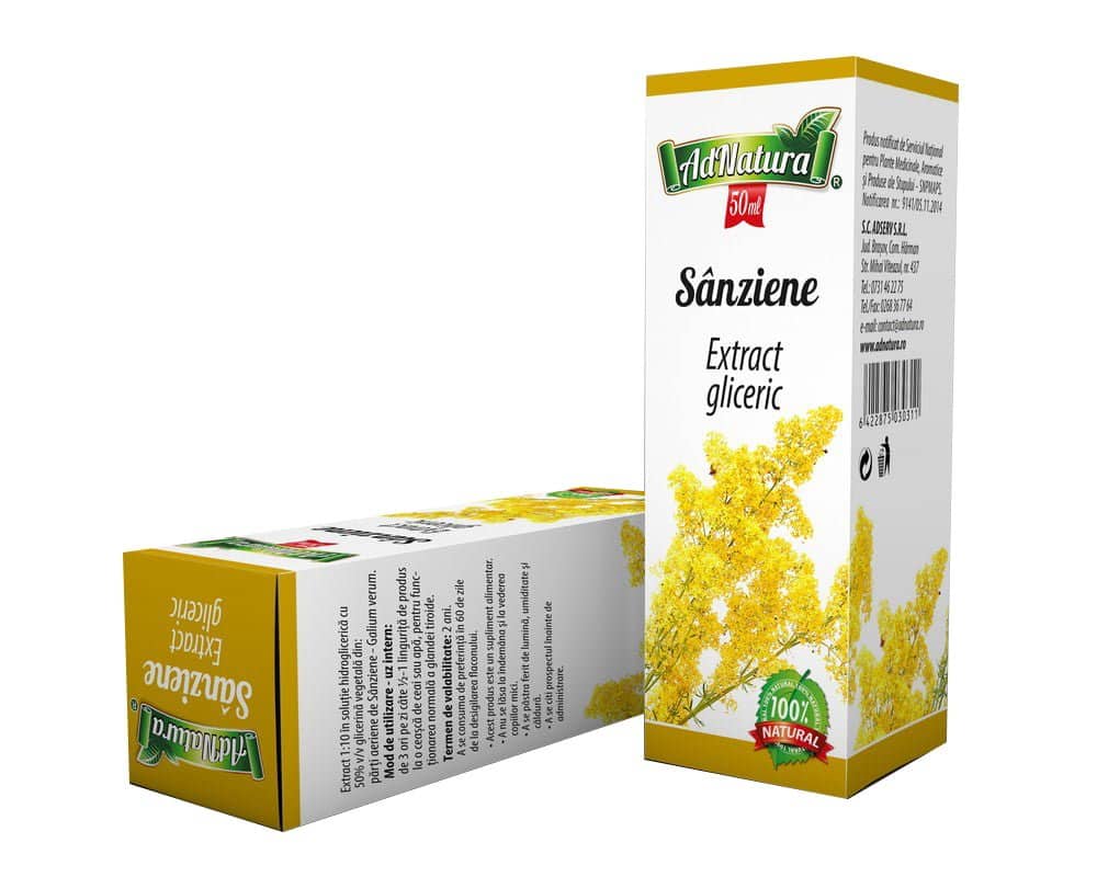 Extract gliceric de sanziene cu flori galbene, 50ml, AdNatura 1 Extract gliceric de sanziene cu flori galbene