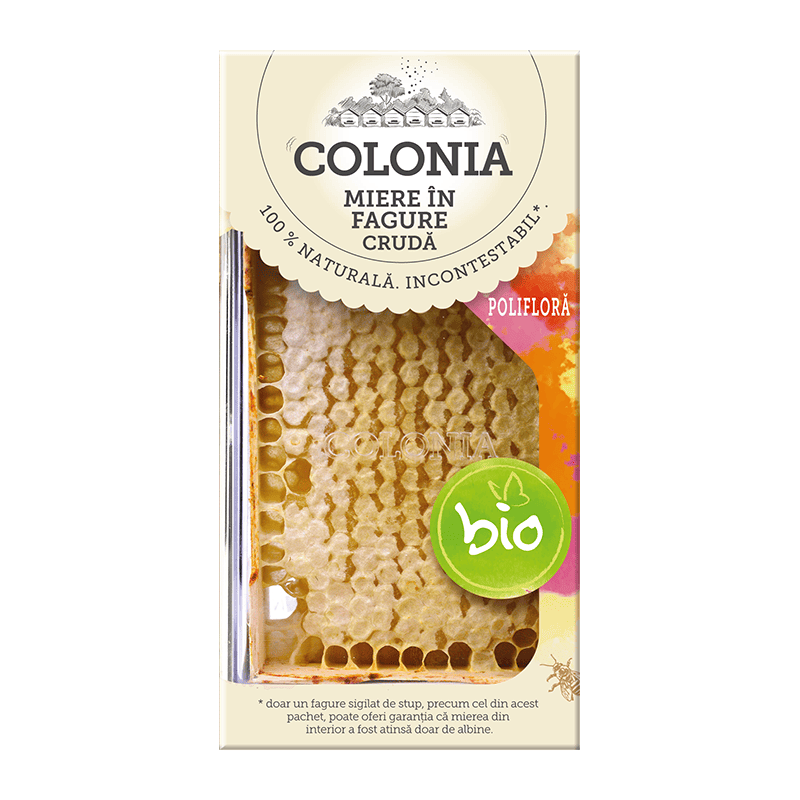 Fagure cu miere poliflora cruda Bio, 150g, Colonia 1 Fagure cu miere poliflora cruda Bio