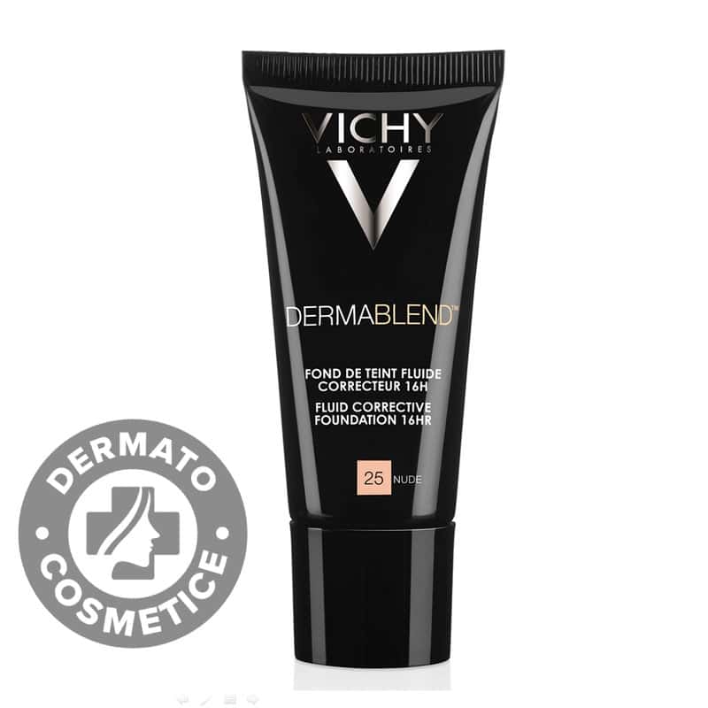 Fond de ten corector fluid rezistenta 16h SPF 28 ten normal sau uscat Dermablend 25