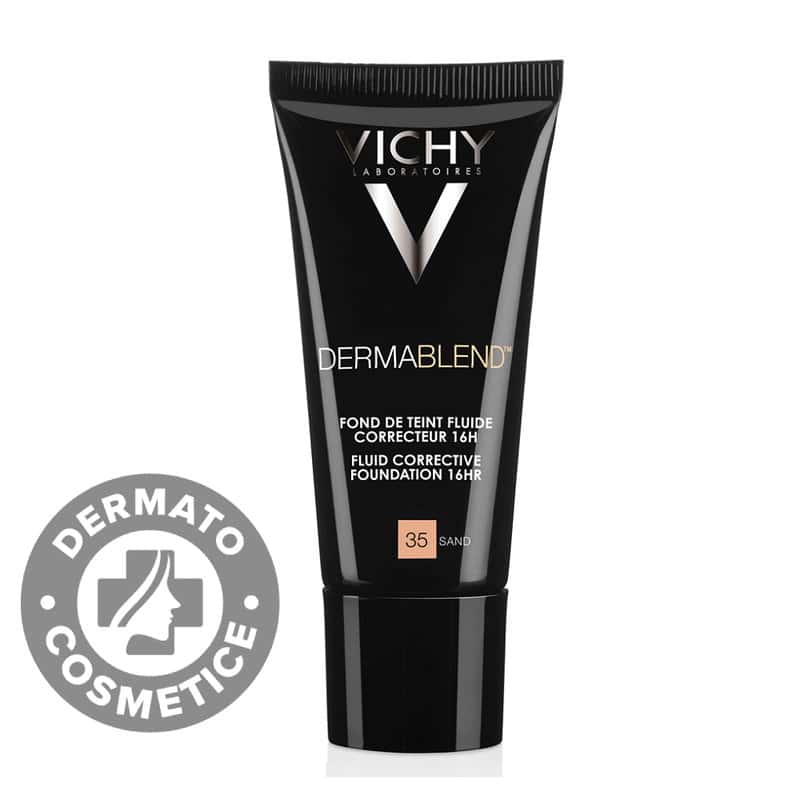 Fond de ten corector fluid rezistenta 16h SPF28 ten normal sau uscat Dermablend 35