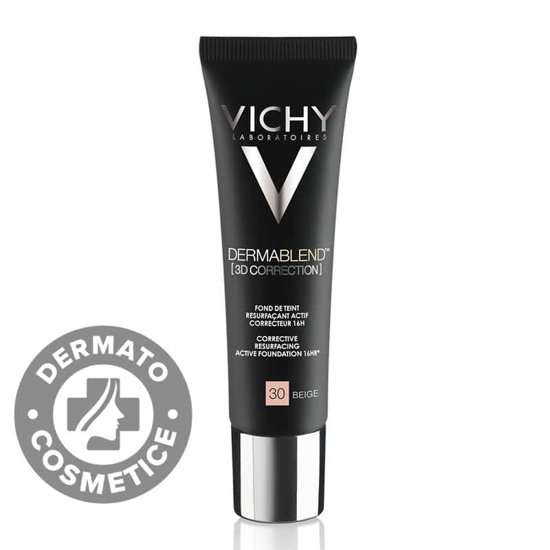 Fond de ten corector ten gras cu tendinta acenica Dermablend 3D 30 Beige