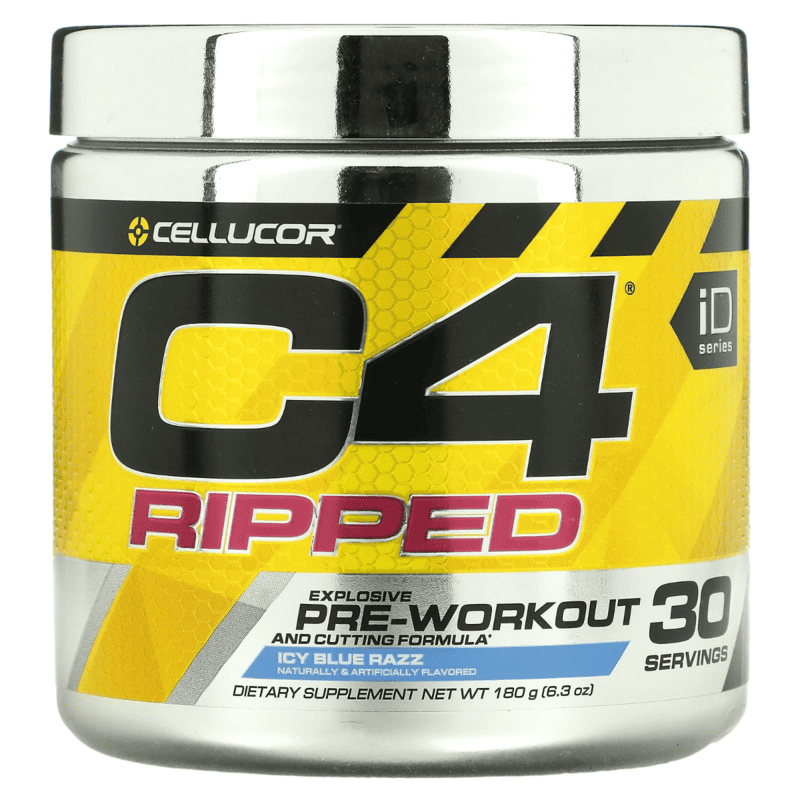Formula pre-workout C4 Ripped cu aroma de icy blue razz