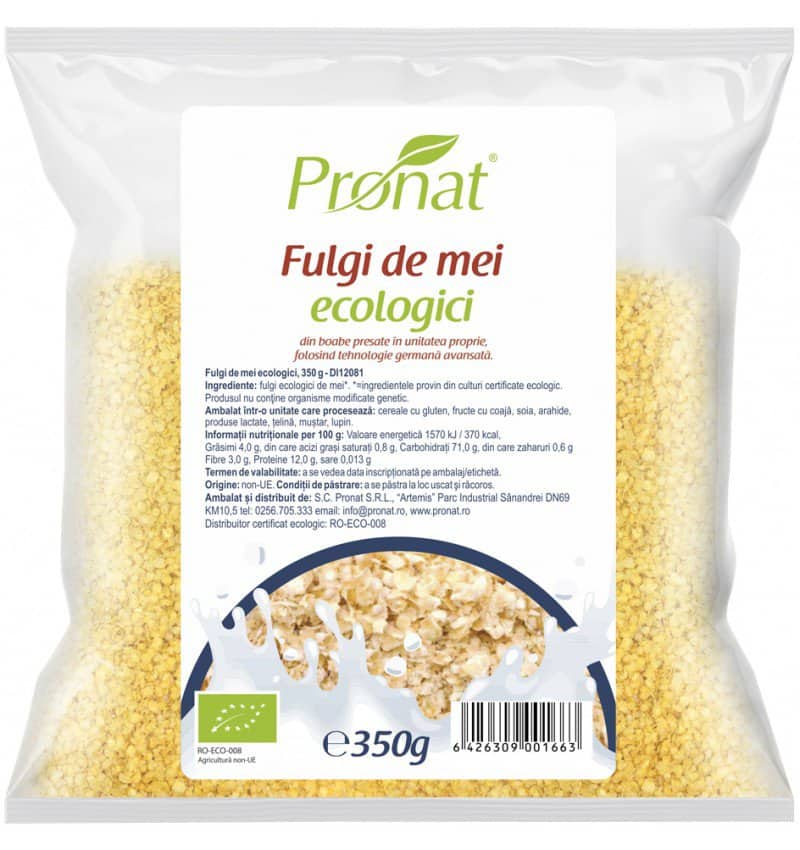 Fulgi de mei Bio, 350g, Pronat 1 Fulgi de mei Bio