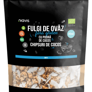 Fulgi de ovaz fini fara gluten cu pudra si chipsuri de cocos Eco