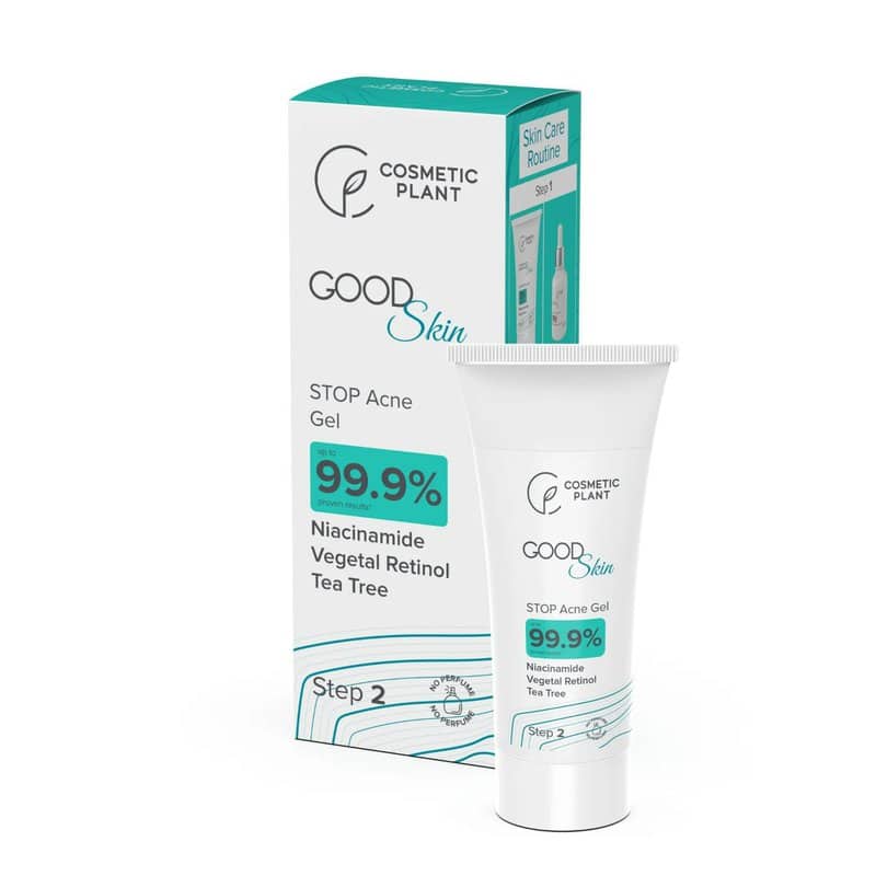 Gel antiacnee cu niacinamida retinol vegetal si arbore de ceai Good Skin