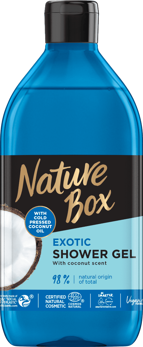 Gel de dus cu ulei de cocos 100% presat la rece, 385ml, Nature Box 1 Gel de dus cu ulei de cocos 100% presat la rece