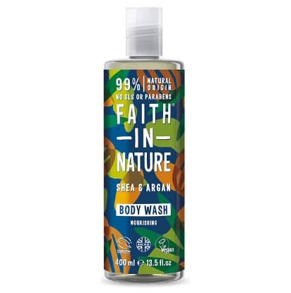 Gel de dus natural hranitor cu unt de shea si ulei de argan, 400ml, Faith in Nature 1 Gel de dus natural hranitor cu unt de shea si ulei de argan