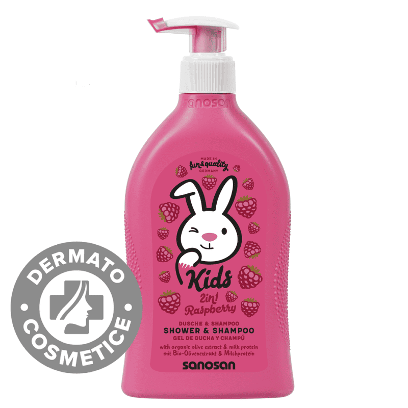 Gel de dus si sampon pentru copii cu aroma de zmeura