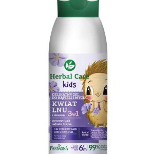 Gel delicat pentru baie si dus cu floare de in si aloe Herbal Care Kids