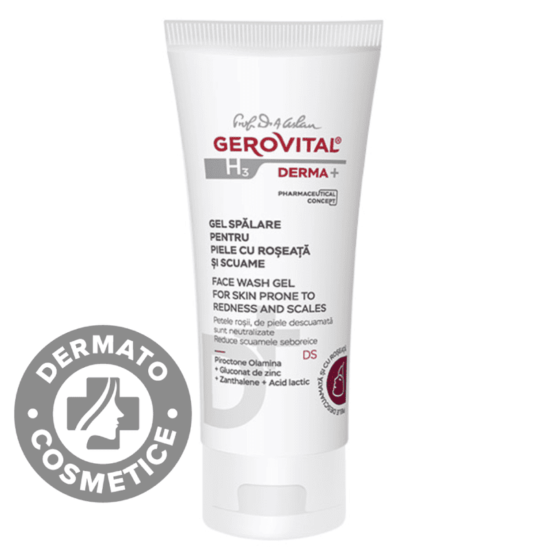 Gel spalare pentru piele cu roseata si scuame H3 Derma+