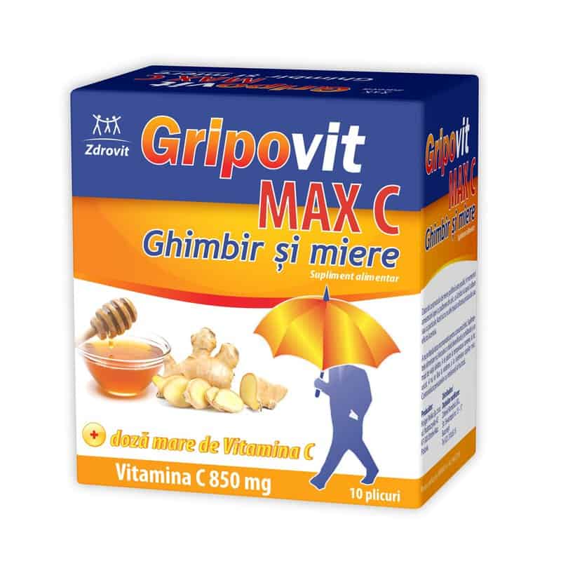 Gripovit Max C ghimbir si miere