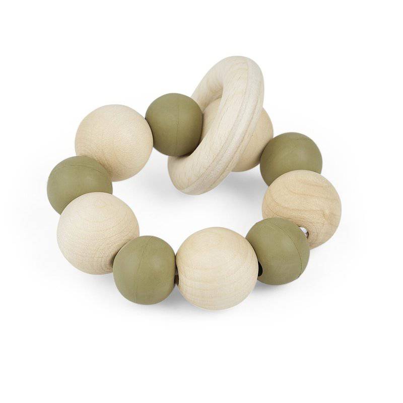 Jucarie de apucare cu inele din lemn si margele din cauciuc natural 694-V1