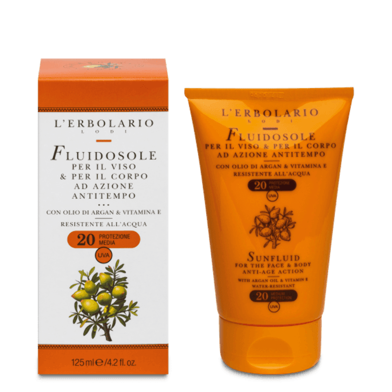 L'Erbolario Sun Fluid pentru fata si corp Argan&E SPF20