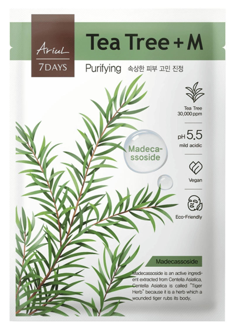 Masca cu arbore de ceai verde si madecassoside pentru purificarea tenului 7Days Plus, 23ml, Ariul 1 Masca cu arbore de ceai verde si madecassoside pentru purificarea tenului 7Days Plus