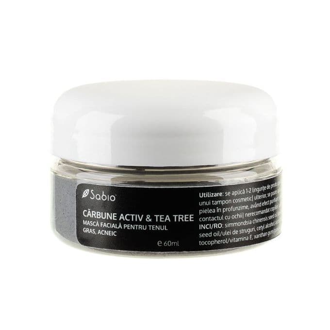 Masca faciala pentru ten gras si acneic carbune activ si tea-tree