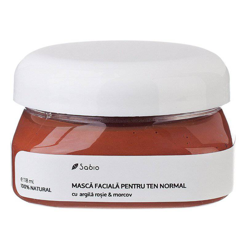 Masca faciala pentru ten normal cu argila rosie si morcov