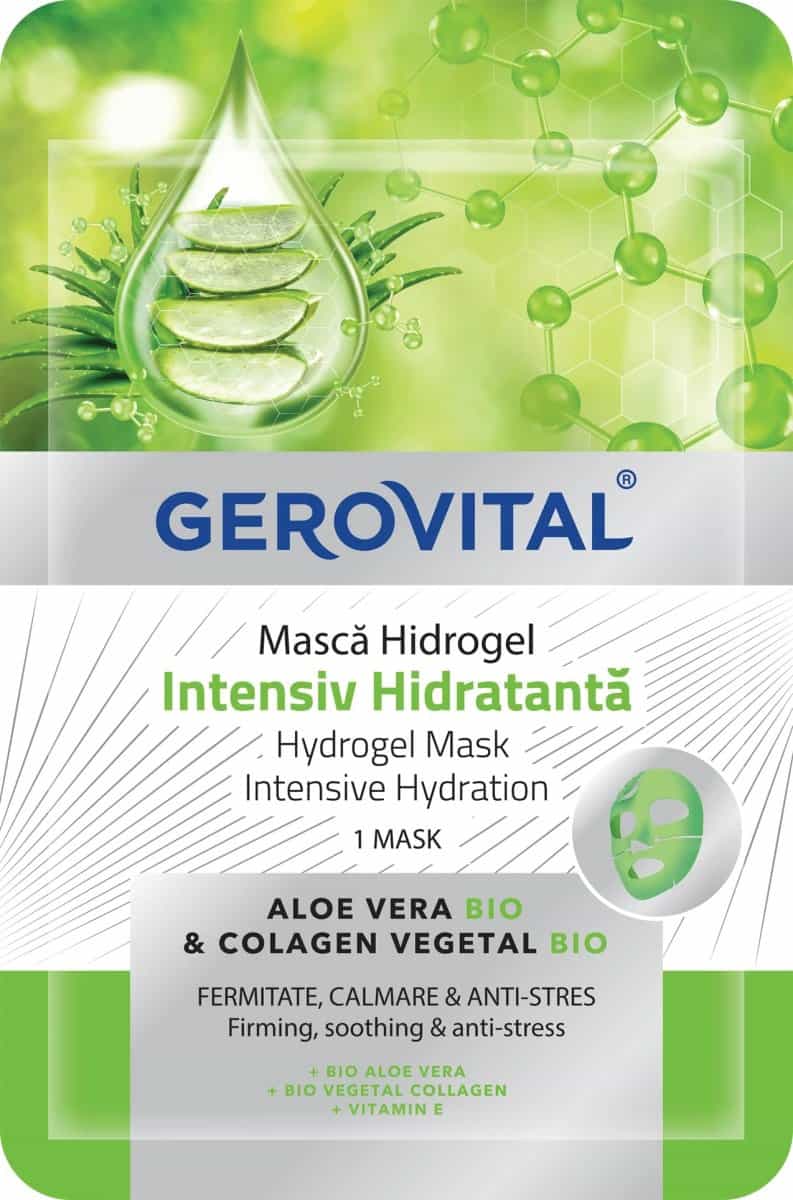 Masca hidratanta pentru fata Hidrogel Intensiv, 1 bucata, Gerovital 1 Masca hidratanta pentru fata Hidrogel Intensiv