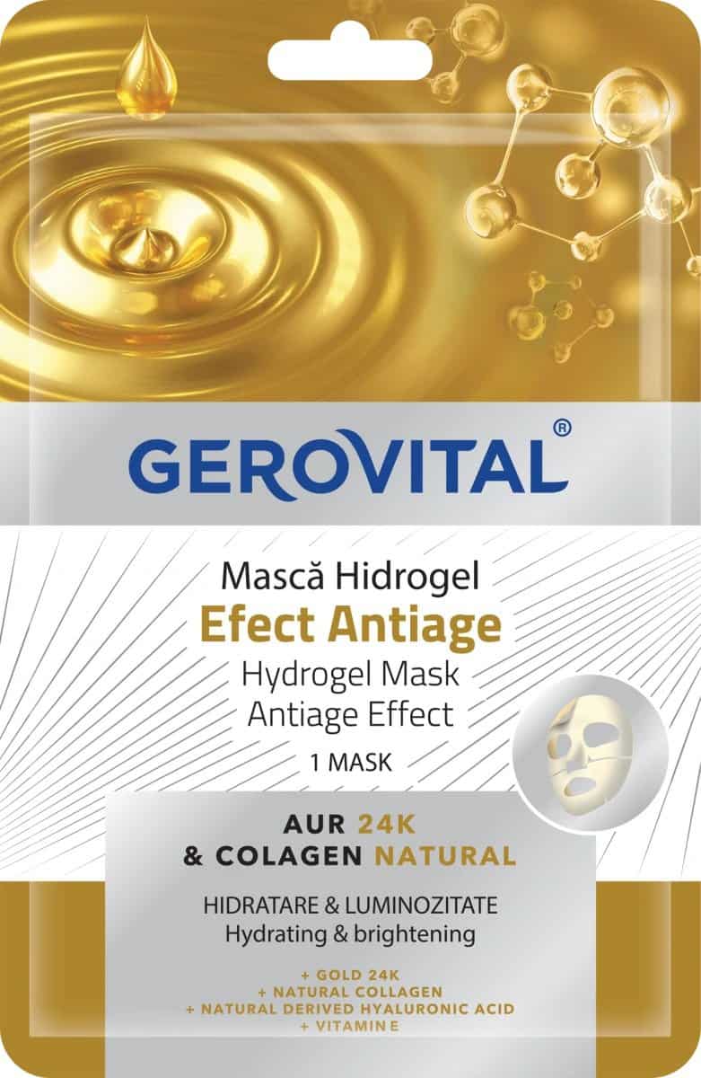 Masca pentru fata Hidrogel Efect Antiage, 1 bucata, Gerovital 1 Masca pentru fata Hidrogel Efect Antiage