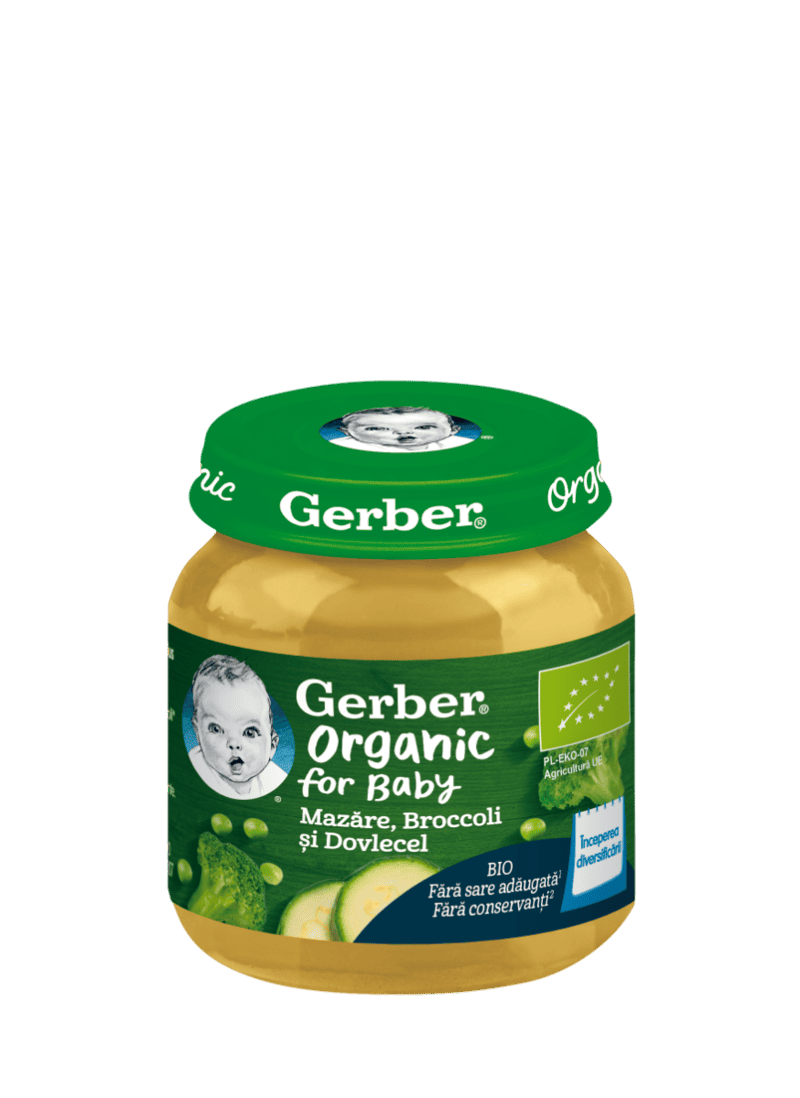 Mazare cu brocoli si dovlecel +4 luni, 125g, Gerber 1 Mazare cu brocoli si dovlecel +4 luni