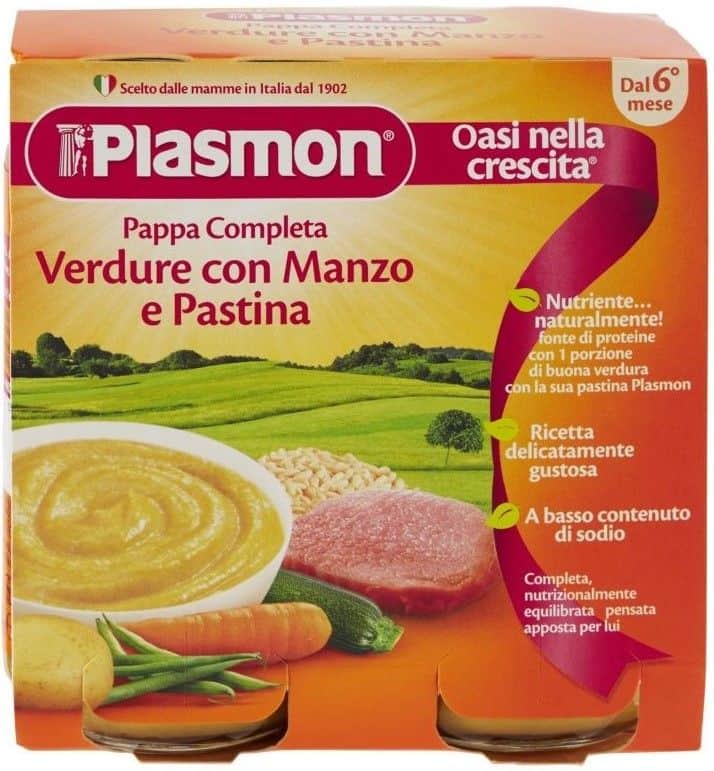 Meniu complet cu vita, legume si paste 6 luni+, 2 x 190g, Plasmon 1 Meniu complet cu vita