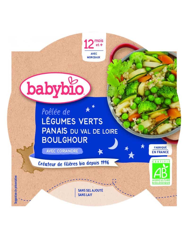 Meniu legume verzi, pastarnac si bulgur Bio, 230g, BabyBio 1 Meniu legume verzi
