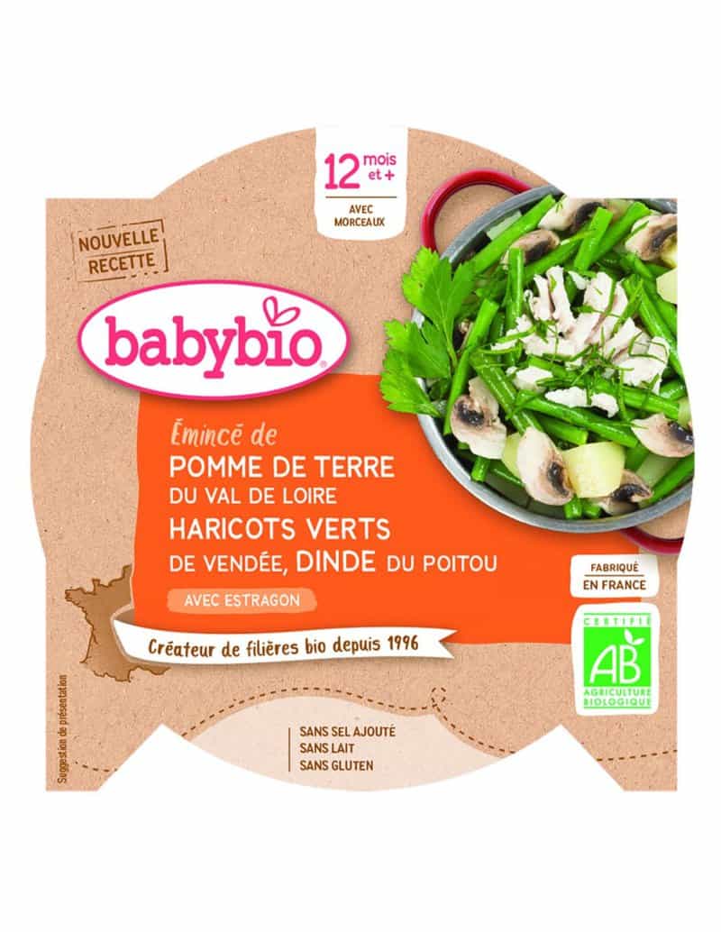 Meniu morcovi, fasole verde si felii de curcan Bio, 230g, BabyBio 1 Meniu morcovi