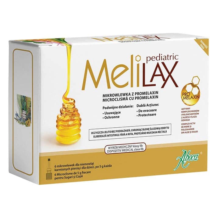 Microclisme cu Propolis MeliLax Pediatric - Soluția pentru Hemoroizi 1 Microclisme cu propolis, MeliLax Pediatric, 6 bucati, Aboca