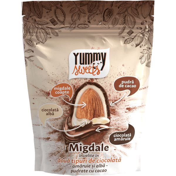 Migdale invelite in dublu strat de ciocolata si cacao