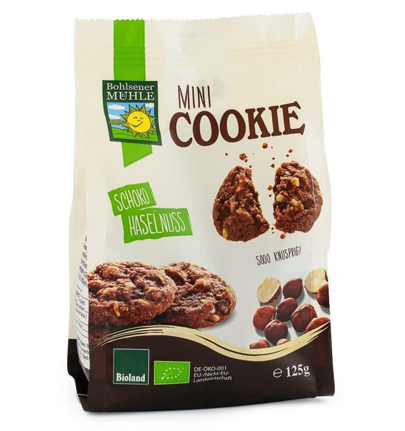 Mini fursecuri bio cu ciocolata si alune, 125g, Bohlsener Muhle 1 Mini fursecuri bio cu ciocolata si alune