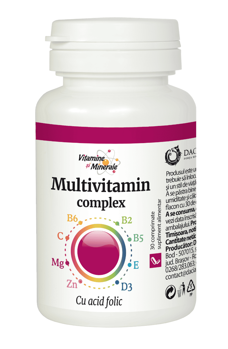 Multivitamin complex cu Acid Folic, 30 comprimate, Dacia Plant 1 Multivitamin complex cu Acid Folic