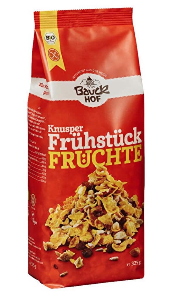 Musli crocant cu fructe fara gluten Bio, 325g, Bauckhof 1 Musli crocant cu fructe fara gluten Bio