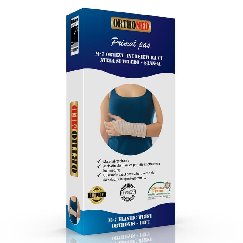 Orteza pentru incheietura stanga cu atela si velcro Marimea S