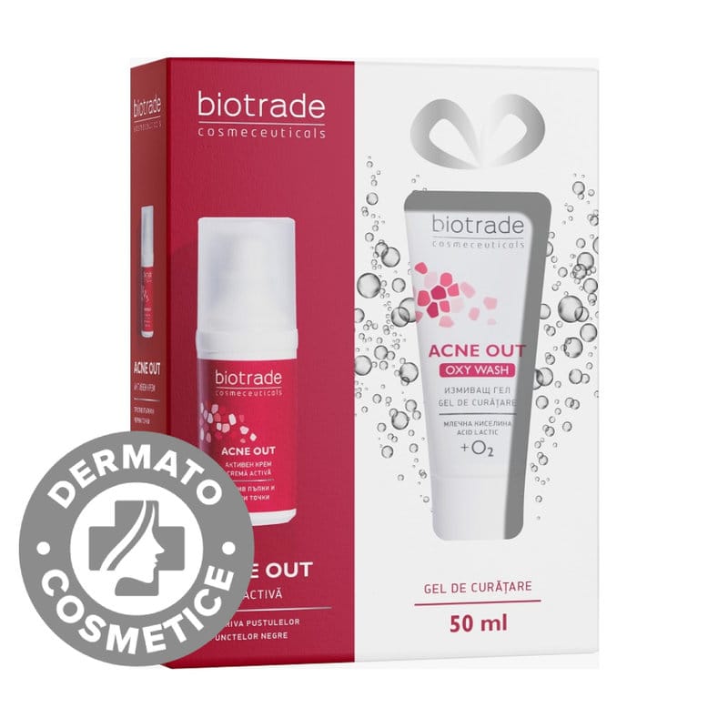 Pachet Acne Out crema activa 30ml + gel de curatare Oxy Wash 50ml Gratuit