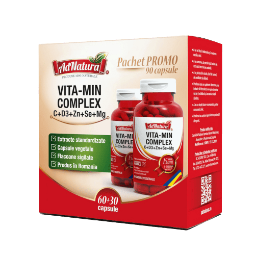 Pachet Complex VITA-MIN C+D3+Zn+Se+Mg
