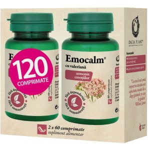 Pachet Emocalm cu valeriana 1+1 Gratuit, 2 x 60 comprimate, Dacia Plant – ofertă, preț și specificații